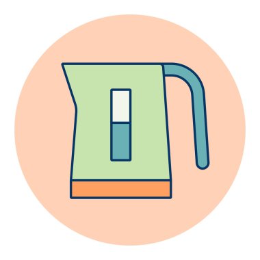 Elektrikli çaydanlık vektör renk simgesi. Mutfak aletleri. Yemek pişirme web sitesi tasarımı, logo, uygulama, UI için grafik sembolü
