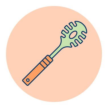 Mutfak eşyaları spagetti kaşığı vektör renk ikonu. Mutfak aletleri. Yemek pişirme web sitesi tasarımı, logo, uygulama, UI için grafik sembolü