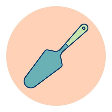 Kek ve pasta sunucusu çatal bıçak vektör renk simgesi. Mutfak aletleri. Yemek pişirme web sitesi tasarımı, logo, uygulama, UI için grafik sembolü