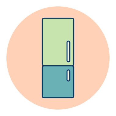 Buzdolabı vektör renk simgesi. Elektrikli mutfak aletleri. Yemek pişirme web sitesi tasarımı, logo, uygulama, UI için grafik sembolü