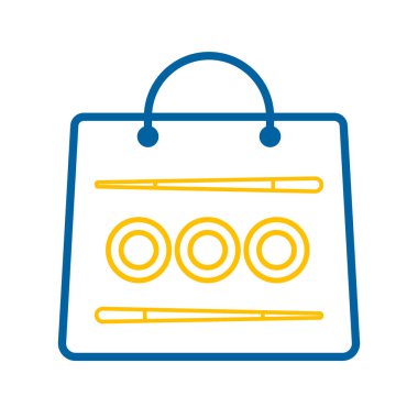 Suşi teslimat vektörü izole edilmiş ikon. Suşi teslimatı için çanta. Yemek pişirme web sitesi ve uygulama tasarımı, logo, uygulama, UI için grafik sembolü