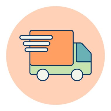 Hızlı nakliye kamyonu vektör ikonu. E-ticaret tabelası. Web sitenizin tasarımı için grafik sembolü, logo, uygulama, UI