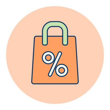 Yüzde sembolü olan alışveriş torbası izole edilmiş ikon. E-ticaret tabelası. Web sitenizin tasarımı için grafik sembolü, logo, uygulama, UI