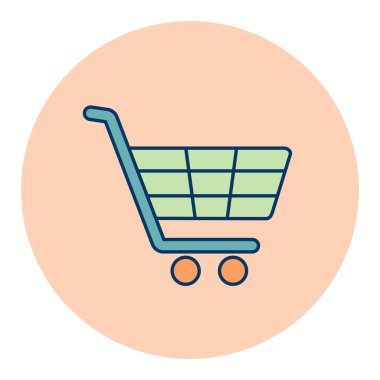 Alışveriş merkezinin taşıyıcı ikonu. E-ticaret tabelası. Web sitenizin tasarımı için grafik sembolü, logo, uygulama, UI. Vektör illüstrasyonu, EPS10.