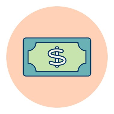 Bir dolarlık banknot ikonu. E-ticaret tabelası. Web sitenizin tasarımı için grafik sembolü, logo, uygulama, UI. Vektör illüstrasyonu, EPS10.