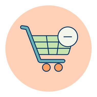 Eksili alışveriş arabası simgesi. Arabadan in. E-ticaret tabelası. Web sitenizin tasarımı için grafik sembolü, logo, uygulama, UI. Vektör illüstrasyonu, EPS10.