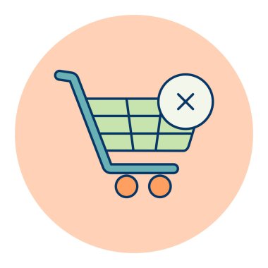 Çapraz işaretli alışveriş arabası. Basit düz simgeyi iptal et ya da sil. E-ticaret. Web sitenizin tasarımı için grafik sembolü, logo, uygulama, UI
