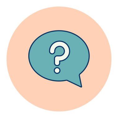 Soru işareti izole edilmiş konuşma balonu. E-ticaret tabelası. Web sitenizin tasarımı için grafik sembolü, logo, uygulama, UI. Vektör illüstrasyonu, EPS10.