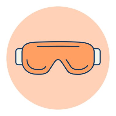 Biyoloji gözlükleri göz koruyucusu izole edilmiş vektör simgesi. Bilimsel laboratuvar gözlükleri. İlaç işareti var. Tıbbi web sitesi ve uygulama tasarımı için grafik sembolü, logo, uygulama, UI