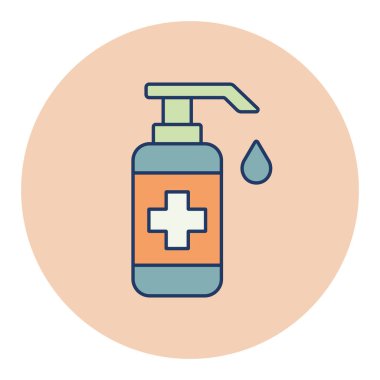 Sıvı sabun izole edilmiş vektör ikonu ile el yıkama. Coronavirus. Tıbbi web sitesi ve uygulama tasarımı için grafik sembolü, logo, uygulama, UI