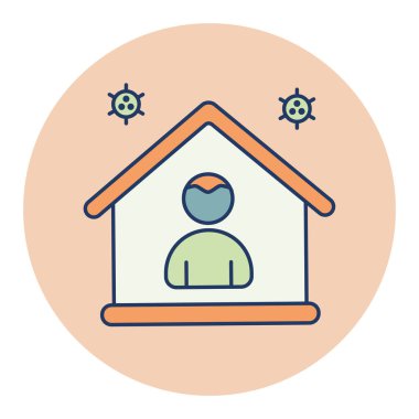 İzole edilmiş vektör ikonu farkındalığı sosyal medya kampanyası ve koronavirüs önleme programında kalıyorum. Tıbbi web sitesi ve uygulama tasarımı, logo, uygulama için grafik sembolü