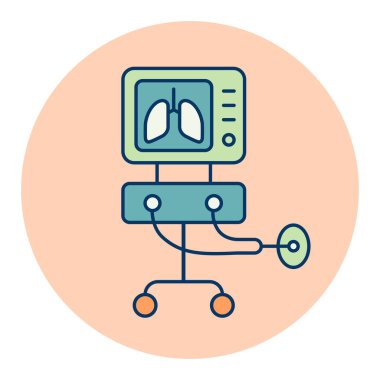 Yoğun bakım solunum cihazı izole edilmiş vektör ikonu akciğerler için tıbbi tedavi. COVID-19 için yoğun bakım. Tıbbi işaret. Coronavirüs