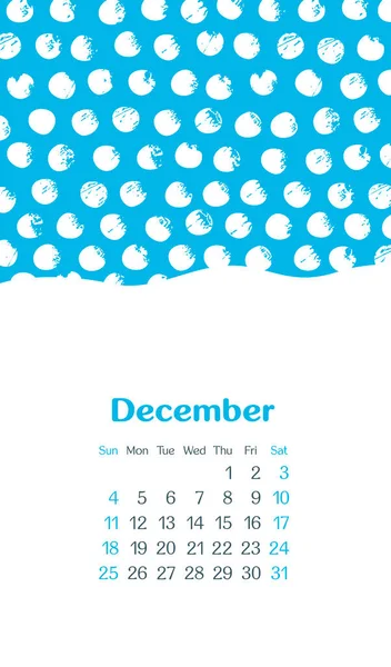 Calendario 2022 Mesi Dicembre Settimana Inizia Domenica Disegnato Mano Con — Vettoriale Stock