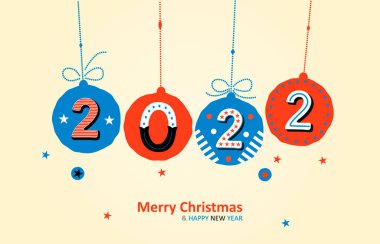 Noel kartı mutlu yeni yıl tebrik. Neşeli Noel yazı, vektör çizim