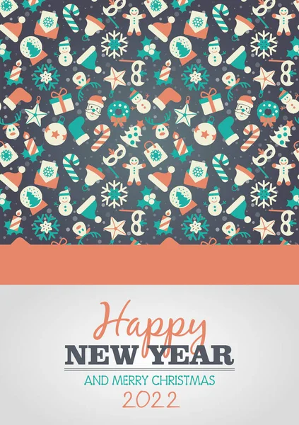 Kerst Groeten Card Happy New Year Merry Christmas Belettering Vectorillustratie — Stockvector