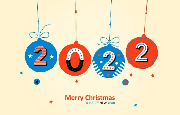 クリスマス カード幸せな新年の挨拶します メリー クリスマスの文字 ベクトル イラスト — ストックベクタ