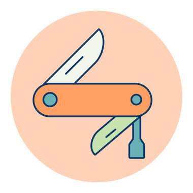 Çakı vektörü ikonu izole etti. Kamp ve yürüyüş işareti. Seyahat ve turizm web sitesi ve uygulama tasarımı, logo, uygulama, UI için grafik sembolü