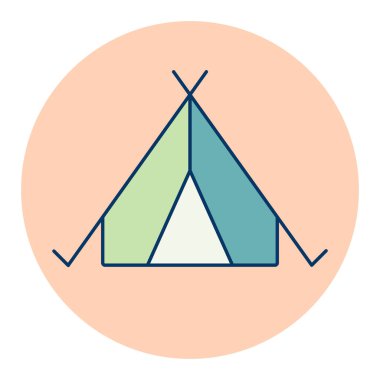 Turist çadırı taşıyıcısı ikonu izole etti. Kamp ve yürüyüş işareti. Seyahat ve turizm web sitesi ve uygulama tasarımı, logo, uygulama, UI için grafik sembolü