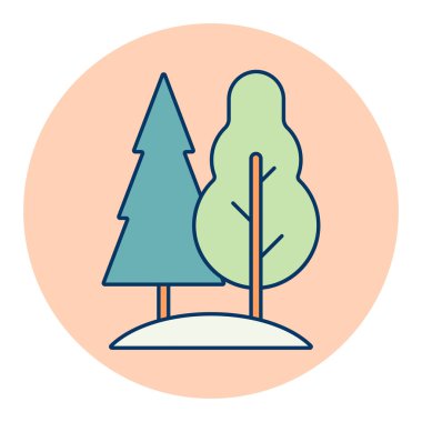 Yapay ve kozalaklı orman taşıyıcısı ikonu izole etti. Doğa işareti. Seyahat ve turizm web sitesi ve uygulama tasarımı, logo, uygulama, UI için grafik sembolü