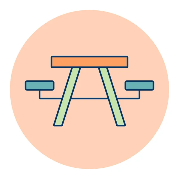宿营地木制公园长椅向量隔离图标 旅行和旅游网站和应用程序设计 应用程序 用户界面的图形符号 — 图库矢量图片