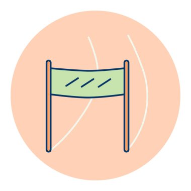 Kayak eğiminin bitiş çizgisi izole edilmiş vektör simgesi. Kış işareti. Seyahat ve turizm web sitesi ve uygulama tasarımı, logo, uygulama, UI için grafik sembolü