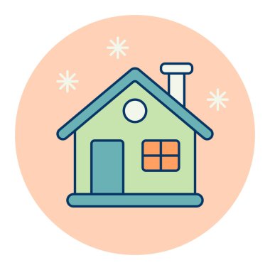 Ayrıntılı kış evi vektörü ikonu izole edildi. Kış işareti. Seyahat ve turizm web sitesi ve uygulama tasarımı, logo, uygulama, UI için grafik sembolü