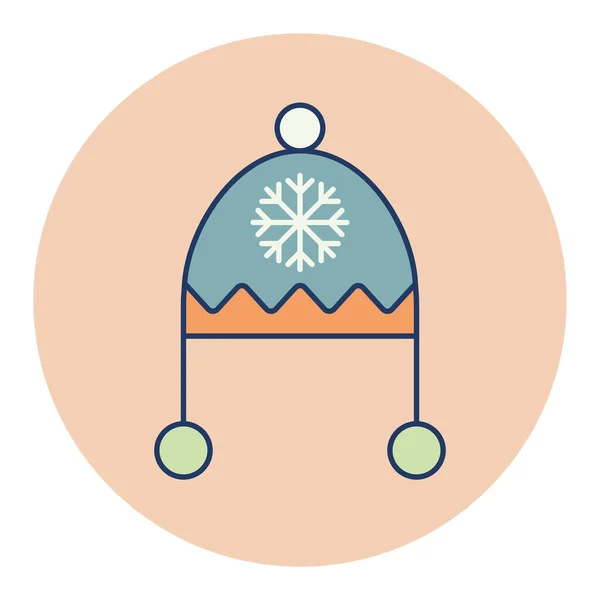 Chapéu Inverno Com Floco Neve Pompom Ícone Vetor Isolado Sinal — Vetor de Stock