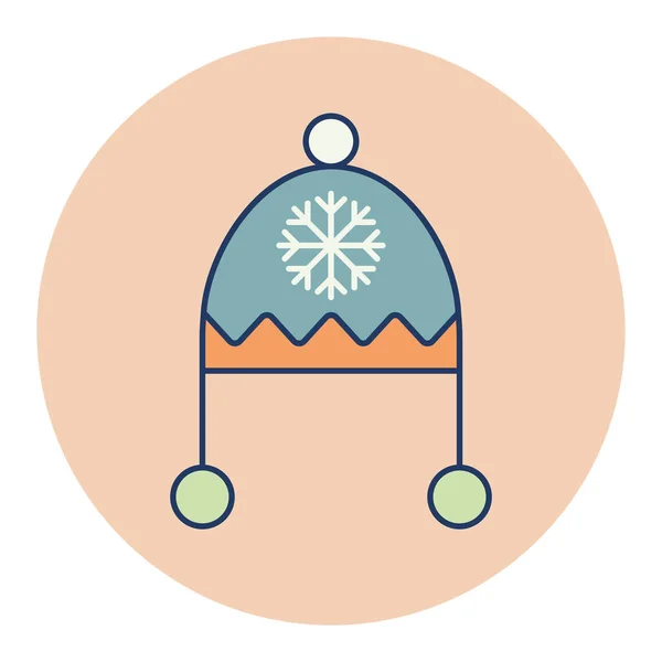 Gorra Invierno Sombrero Con Copo Nieve Pompón Vector Icono Aislado — Vector de stock