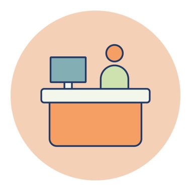 Otel resepsiyon vektörü ikonu izole etti. Seyahat ve turizm web sitesi ve uygulama tasarımı, logo, uygulama, UI için grafik sembolü