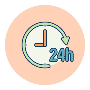 Servis 24 saat vektör izole ikonu. Seyahat ve turizm web sitesi ve uygulama tasarımı, logo, uygulama, UI için grafik sembolü