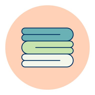 Katlanmış banyo havluları ya da peçete taşıyıcı ikonu. Otel tabelası. Seyahat ve turizm web sitesi ve uygulama tasarımı, logo, uygulama, UI için grafik sembolü