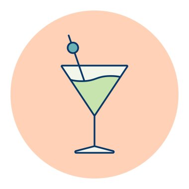 Kokteyl içeceği izole edilmiş ikon vektörü. Bar ve kafe web sitesi ve uygulama tasarımı, logo, uygulama, UI için grafik sembolü