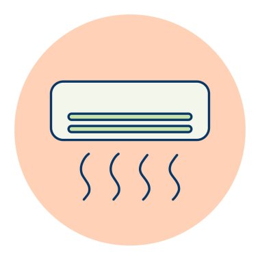 Bölünmüş sistem kliması düz vektör izole ikonu. Ev elektriği web sitesi ve uygulama tasarımı, logo, uygulama, UI için grafik sembolü