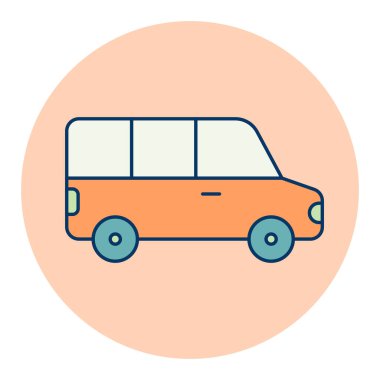 Havaalanı servis aracı minivan, servis otobüsü vektörü ikonu izole etti. Seyahat ve turizm web sitesi ve uygulama tasarımı, logo, uygulama, UI için grafik sembolü