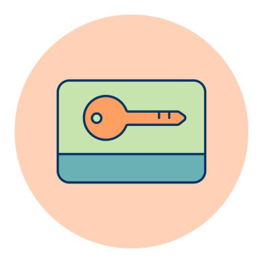 Kart anahtarı düz vektör izole simgesi. Seyahat ve turizm web sitesi ve uygulama tasarımı, logo, uygulama, UI için grafik sembolü