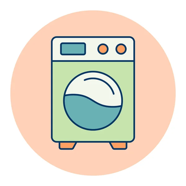 Wasmachine Platte Vector Geïsoleerd Pictogram Grafiek Symbool Voor Huishoudelijke Elektrische — Stockvector