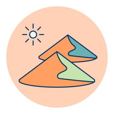 Kum tepeleri vektör ikonu izole edildi. Doğa işareti. Seyahat ve turizm web sitesi ve uygulama tasarımı, logo, uygulama, UI için grafik sembolü