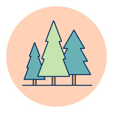 Kozalaklı orman taşıyıcısı ikonu izole etti. Doğa işareti. Seyahat ve turizm web sitesi ve uygulama tasarımı, logo, uygulama, UI için grafik sembolü