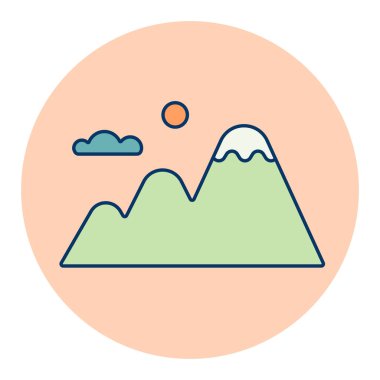 Dağlar ikonu izole eder. Doğa işareti. Seyahat ve turizm web sitesi ve uygulama tasarımı, logo, uygulama, UI için grafik sembolü