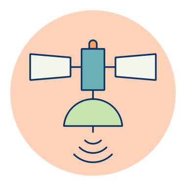 Uydu vektör simgesi izole edildi. Navigasyon işareti. Seyahat ve turizm web sitesi ve uygulama tasarımı, logo, uygulama, UI için grafik sembolü