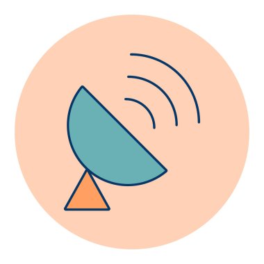 Sputnik anten vektörü ikonu izole etti. Navigasyon işareti. Seyahat ve turizm web sitesi ve uygulama tasarımı, logo, uygulama, UI için grafik sembolü