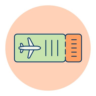 Bilet düzlemi düz vektör izole simgesi. Yaz tabelası. Seyahat ve turizm web sitesi ve uygulama tasarımı, logo, uygulama, UI için grafik sembolü