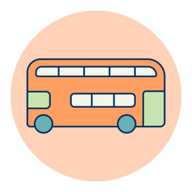 Çift katlı otobüs düz vektör simgesi. Seyahat ve turizm web sitesi ve uygulama tasarımı, logo, uygulama, UI için grafik sembolü