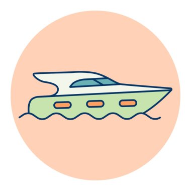 Motorlu yat vektör ikonu. Seyahat ve turizm web sitesi ve uygulama tasarımı, logo, uygulama, UI için grafik sembolü