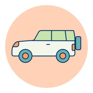SUV araba vektör simgesi. Seyahat ve turizm web sitesi ve uygulama tasarımı, logo, uygulama, UI için grafik sembolü