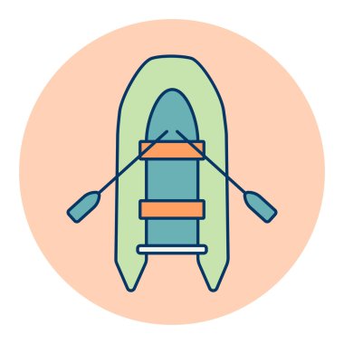 Şişirilebilir lastik bot vektör ikonu. Seyahat ve turizm web sitesi ve uygulama tasarımı, logo, uygulama, UI için grafik sembolü