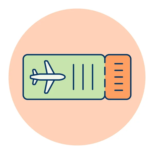 Billet Avion Plat Vecteur Icône Isolée Panneau Été Symbole Graphique — Image vectorielle