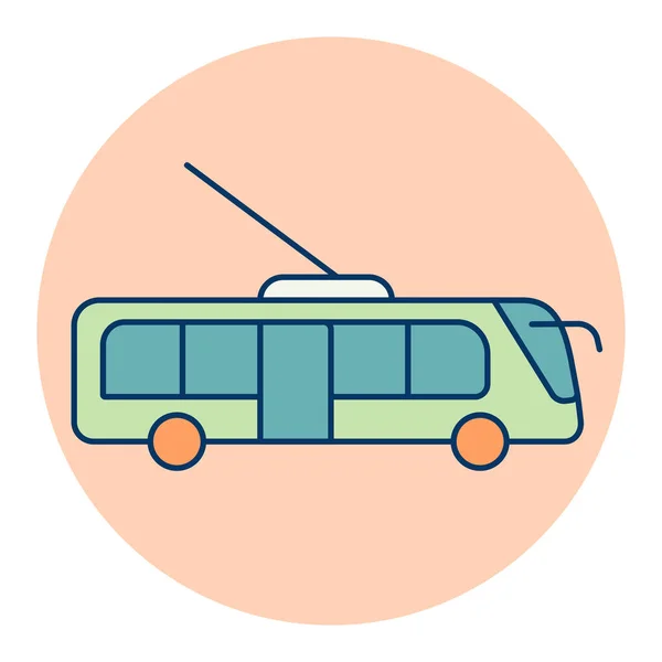 トロリーバスまたはトロリーバスのベクトルアイコン 旅行や観光のウェブサイトやアプリのデザイン アプリ Uiのためのグラフシンボル — ストックベクタ