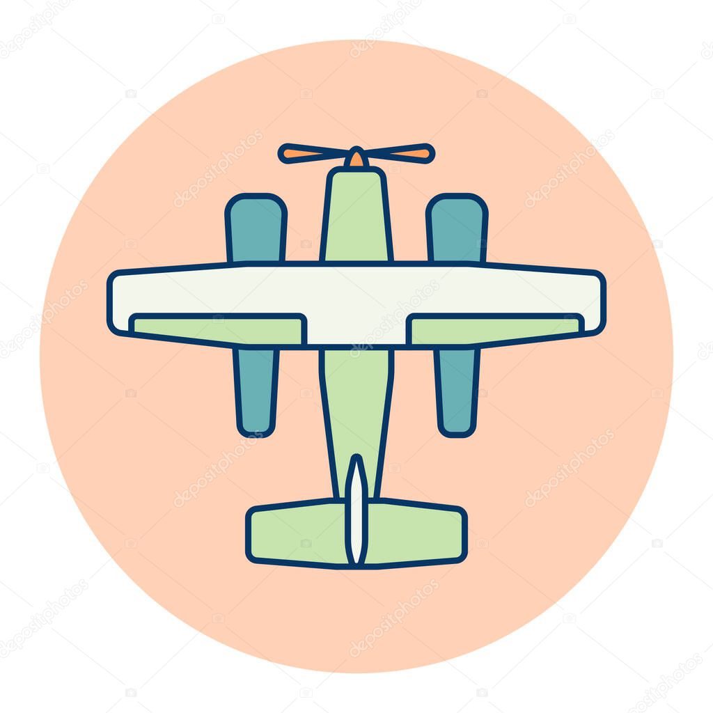 Small amphibian seaplane, plane vector icon. Graph symbol for travel and tourism web site and apps design, logo, app, UI