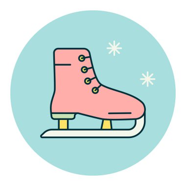 Paten ayakkabısı vektör simgesi. Kış işareti. Seyahat ve turizm web sitesi ve uygulama tasarımı, logo, uygulama, UI için grafik sembolü